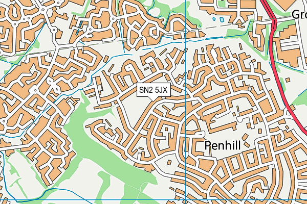 SN2 5JX map - OS VectorMap District (Ordnance Survey)