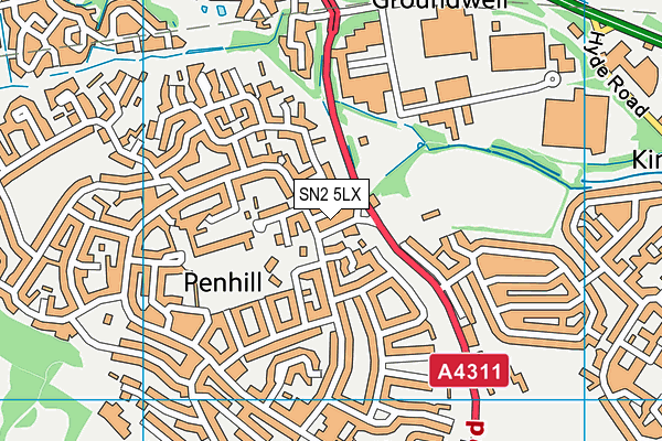 SN2 5LX map - OS VectorMap District (Ordnance Survey)