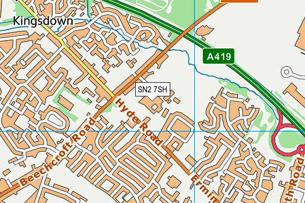 Kingsdown School map (SN2 7SH) - OS VectorMap District (Ordnance Survey)