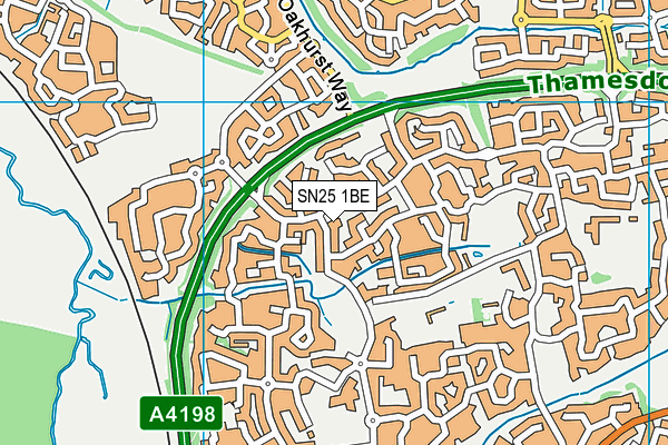 SN25 1BE map - OS VectorMap District (Ordnance Survey)