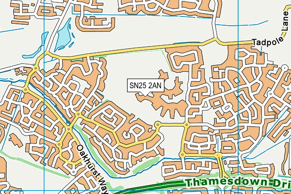 Red Oaks Primary School map (SN25 2AN) - OS VectorMap District (Ordnance Survey)