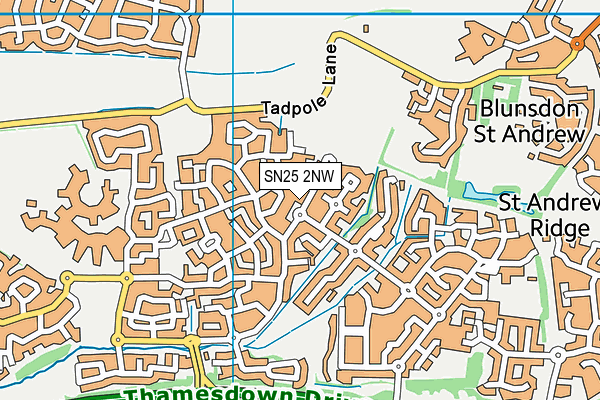 SN25 2NW map - OS VectorMap District (Ordnance Survey)