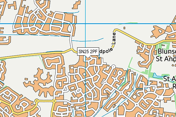 SN25 2PF map - OS VectorMap District (Ordnance Survey)