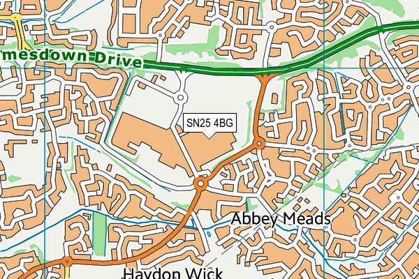 Everlast Gyms (Swindon) map (SN25 4BG) - OS VectorMap District (Ordnance Survey)
