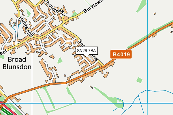 Blunsdon Recreation Ground map (SN26 7BA) - OS VectorMap District (Ordnance Survey)