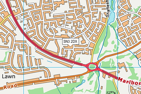 SN3 2DX map - OS VectorMap District (Ordnance Survey)