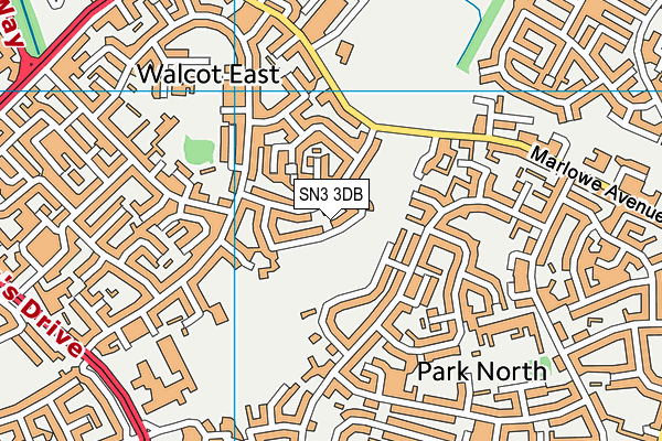 SN3 3DB map - OS VectorMap District (Ordnance Survey)