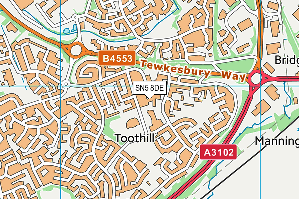 SN5 8DE map - OS VectorMap District (Ordnance Survey)