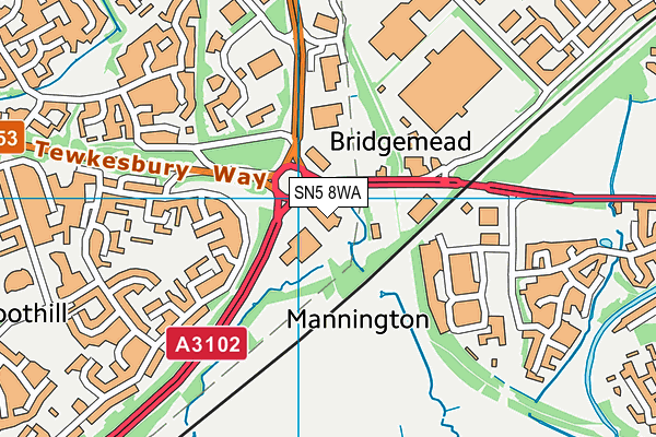 Puregym (Swindon Mannington Retail Park) map (SN5 8WA) - OS VectorMap District (Ordnance Survey)