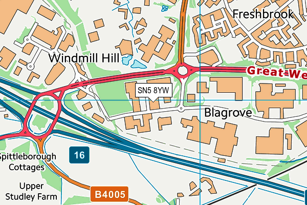 SN5 8YW map - OS VectorMap District (Ordnance Survey)