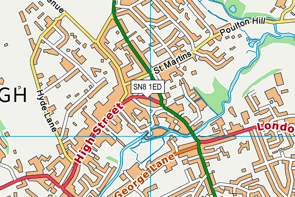 SN8 1ED map - OS VectorMap District (Ordnance Survey)