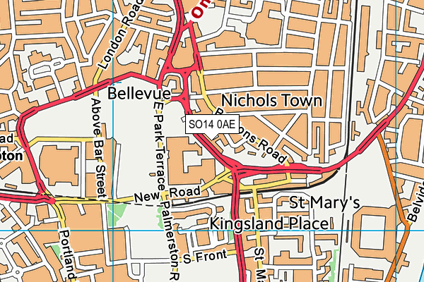 SO14 0AE map - OS VectorMap District (Ordnance Survey)