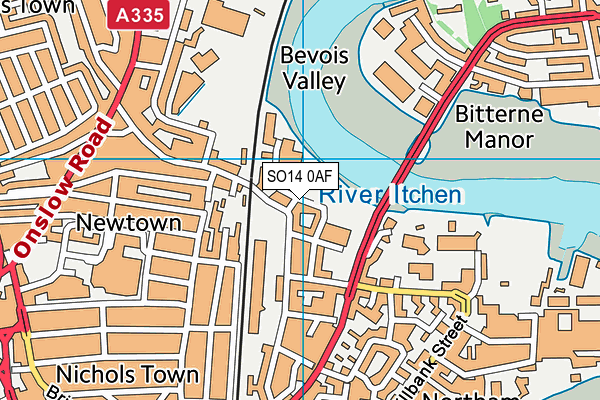 SO14 0AF map - OS VectorMap District (Ordnance Survey)