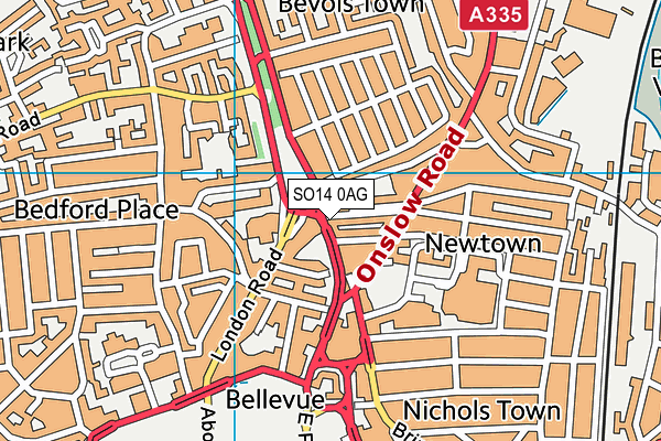 SO14 0AG map - OS VectorMap District (Ordnance Survey)