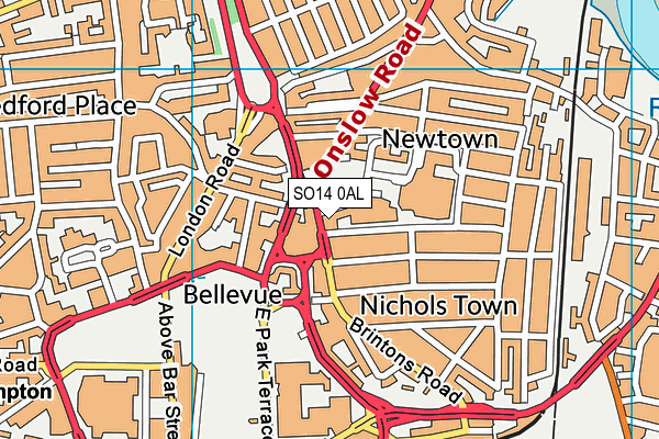 SO14 0AL map - OS VectorMap District (Ordnance Survey)