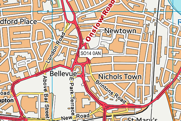 SO14 0AN map - OS VectorMap District (Ordnance Survey)