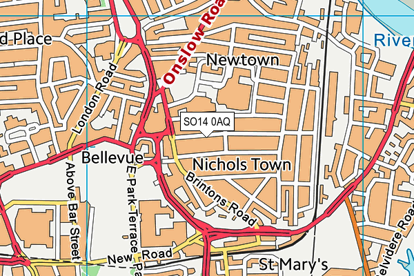 SO14 0AQ map - OS VectorMap District (Ordnance Survey)