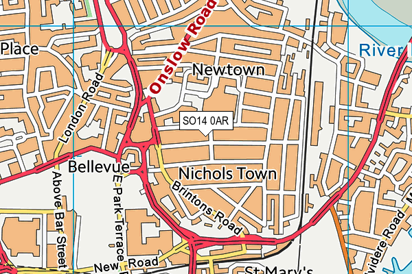 SO14 0AR map - OS VectorMap District (Ordnance Survey)