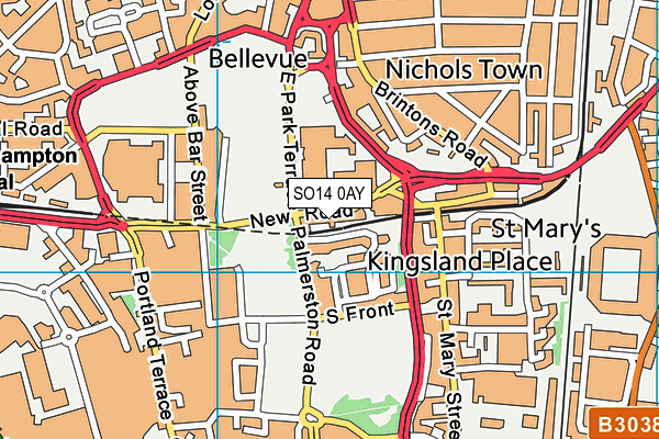 SO14 0AY map - OS VectorMap District (Ordnance Survey)