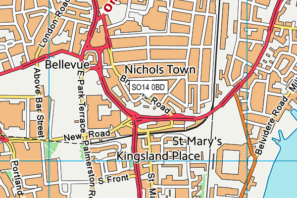 SO14 0BD map - OS VectorMap District (Ordnance Survey)