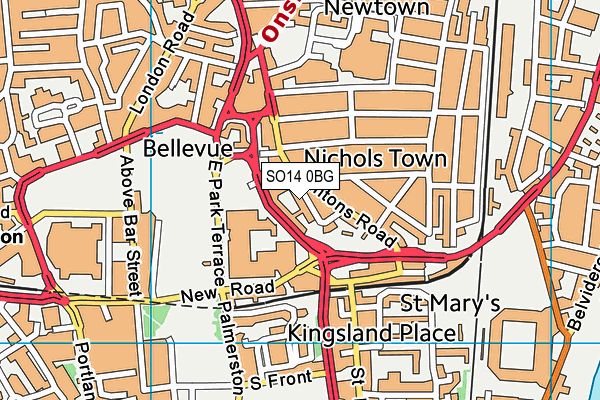 SO14 0BG map - OS VectorMap District (Ordnance Survey)