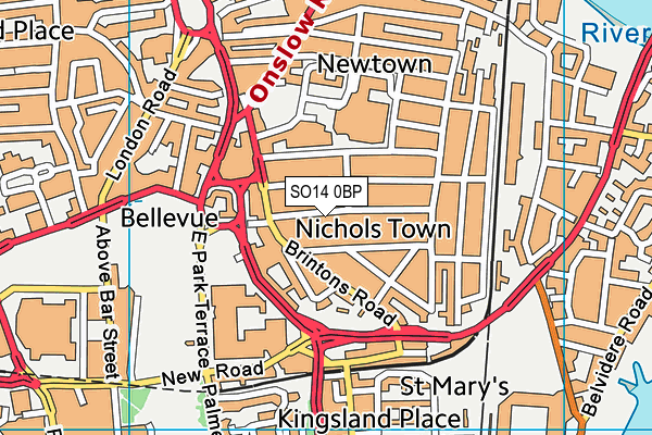 SO14 0BP map - OS VectorMap District (Ordnance Survey)