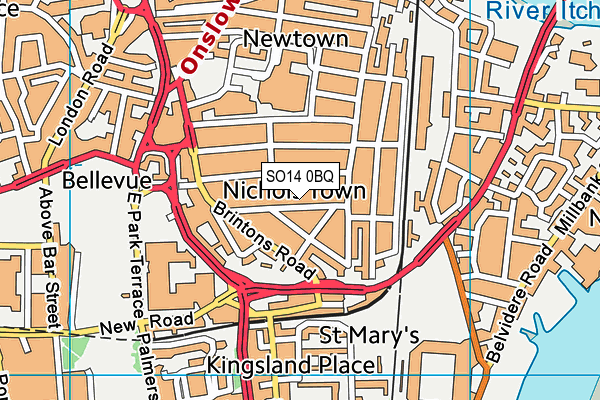 SO14 0BQ map - OS VectorMap District (Ordnance Survey)