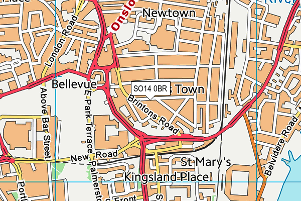 SO14 0BR map - OS VectorMap District (Ordnance Survey)