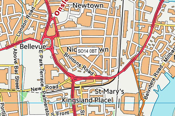 SO14 0BT map - OS VectorMap District (Ordnance Survey)