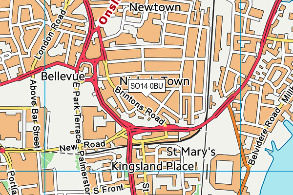 SO14 0BU map - OS VectorMap District (Ordnance Survey)