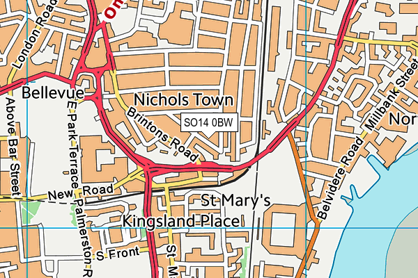 SO14 0BW map - OS VectorMap District (Ordnance Survey)