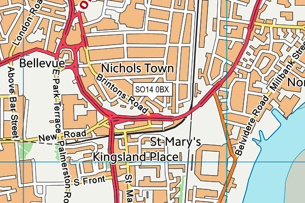 SO14 0BX map - OS VectorMap District (Ordnance Survey)