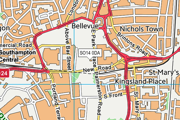 SO14 0DA map - OS VectorMap District (Ordnance Survey)