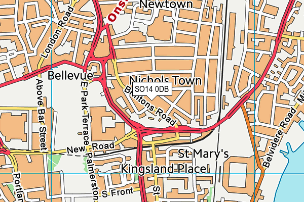 SO14 0DB map - OS VectorMap District (Ordnance Survey)