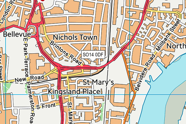 SO14 0DF map - OS VectorMap District (Ordnance Survey)