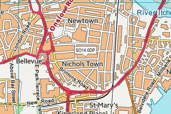 SO14 0DP map - OS VectorMap District (Ordnance Survey)