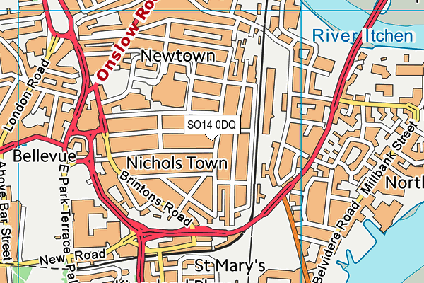 SO14 0DQ map - OS VectorMap District (Ordnance Survey)