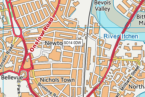 SO14 0DW map - OS VectorMap District (Ordnance Survey)