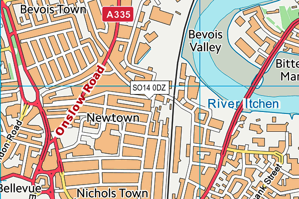 SO14 0DZ map - OS VectorMap District (Ordnance Survey)