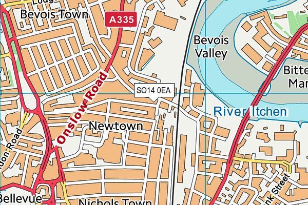 SO14 0EA map - OS VectorMap District (Ordnance Survey)