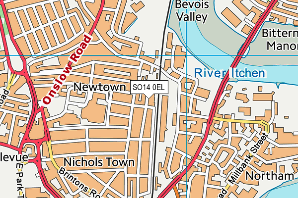 SO14 0EL map - OS VectorMap District (Ordnance Survey)