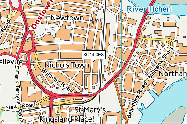 SO14 0ES map - OS VectorMap District (Ordnance Survey)