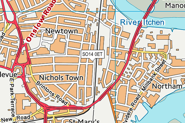 SO14 0ET map - OS VectorMap District (Ordnance Survey)