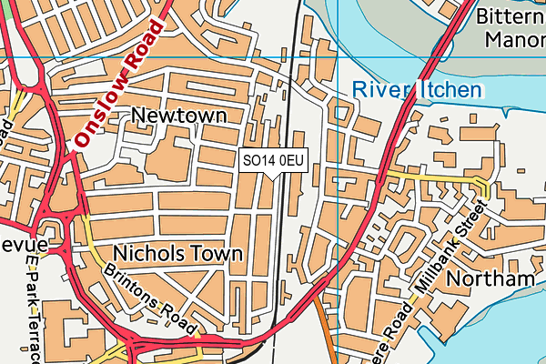 SO14 0EU map - OS VectorMap District (Ordnance Survey)