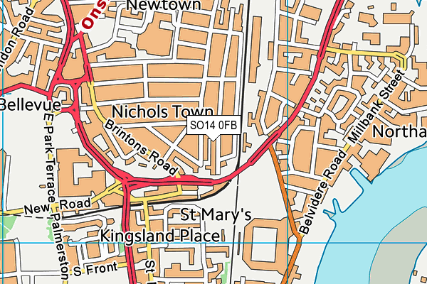 SO14 0FB map - OS VectorMap District (Ordnance Survey)