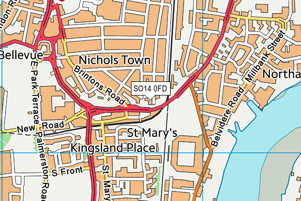 SO14 0FD map - OS VectorMap District (Ordnance Survey)