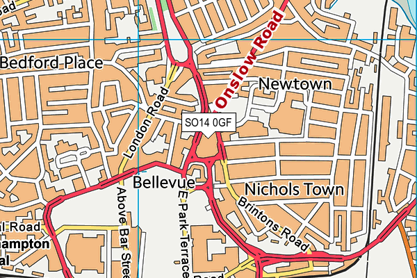 SO14 0GF map - OS VectorMap District (Ordnance Survey)