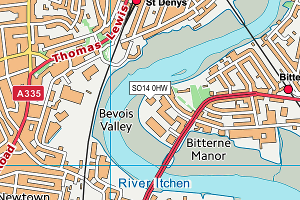SO14 0HW map - OS VectorMap District (Ordnance Survey)