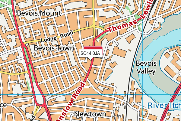 SO14 0JA map - OS VectorMap District (Ordnance Survey)