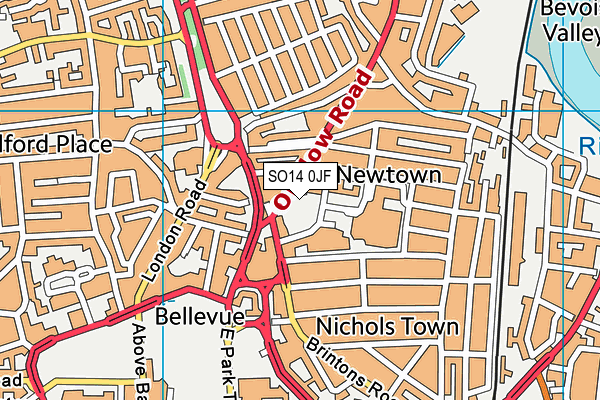 SO14 0JF map - OS VectorMap District (Ordnance Survey)